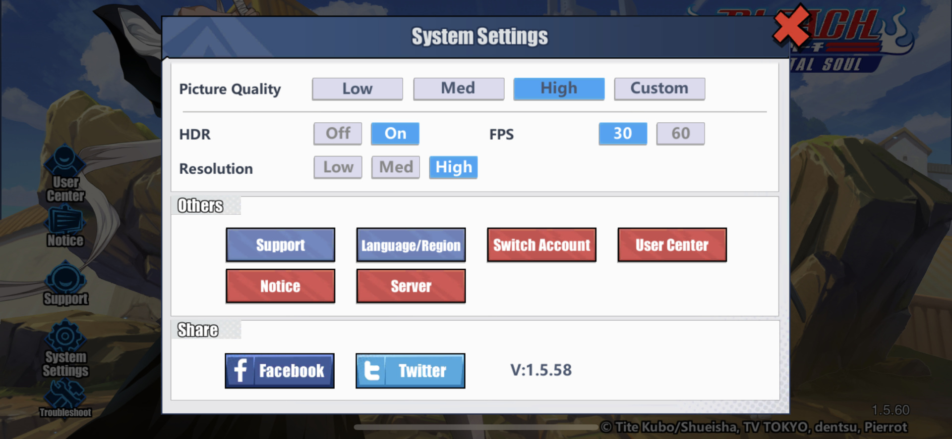 Settings Interface